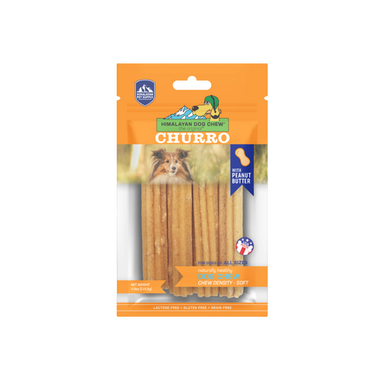 Himalayan Dog Chew Churro Peanut Butter 4pk - With Peanut Butter