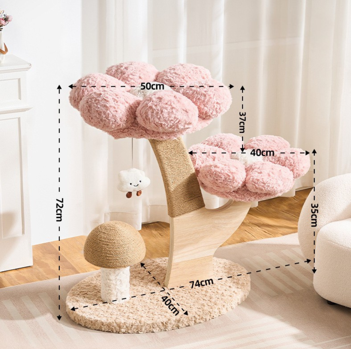 Flower Series Cat Tree – Pink Bloom (2 Platforms)