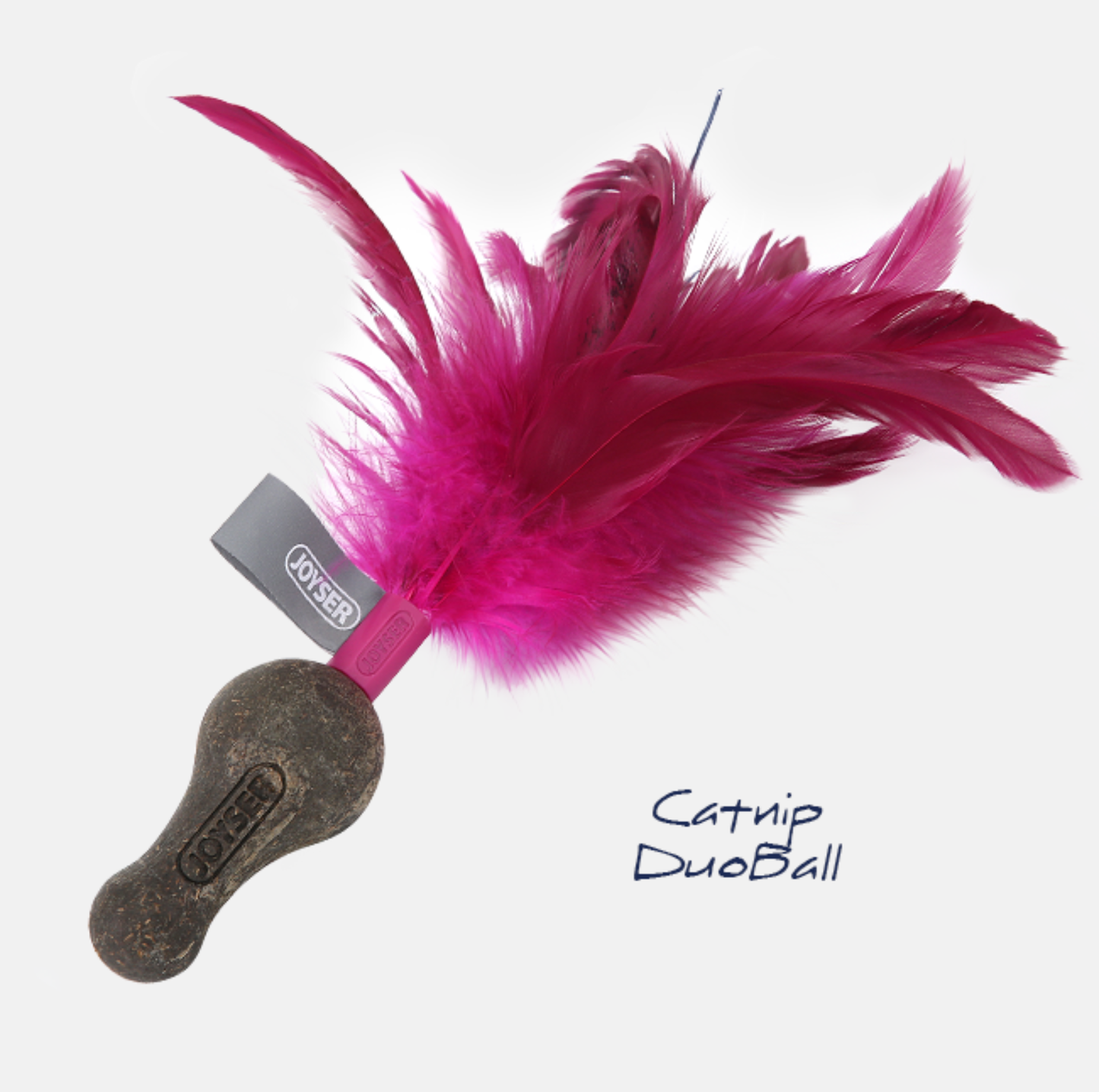 Joyser Catnip Duoball Cat Toy with Natural Feathers – Pink, 15cm