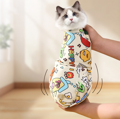 Cartoon Self-Adhering Cat Grooming Wrap