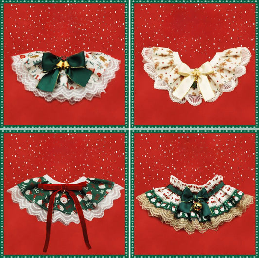 Adjustable Christmas Lace Bell Bandana: Festive Pet Accessory in Multiple Sizes & Styles
