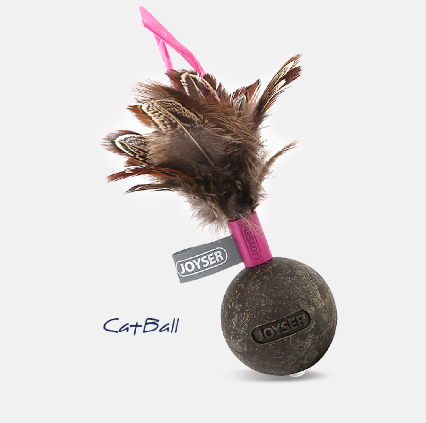 Joyser Catnip Ball Wobble Cat Toy with Natural Feathers – Pink, 13cm