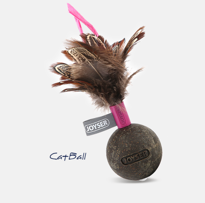 Joyser Catnip Ball Wobble Cat Toy with Natural Feathers – Pink, 13cm