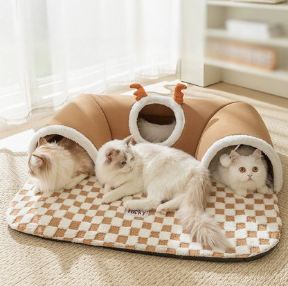 Reindeer Hide-and-Seek Cat Tunnel Bed