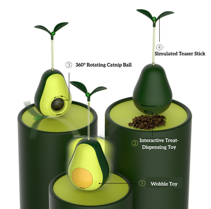 Avocado Wobble Cat Toy – Treat Dispenser, Catnip Ball & Spring Teaser in One