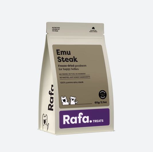 RAFA Raw Freeze-Dried Treats | Human-Grade Emu Steak