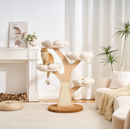 Flower Series Cat Tree – White Bloom (4 Platforms)