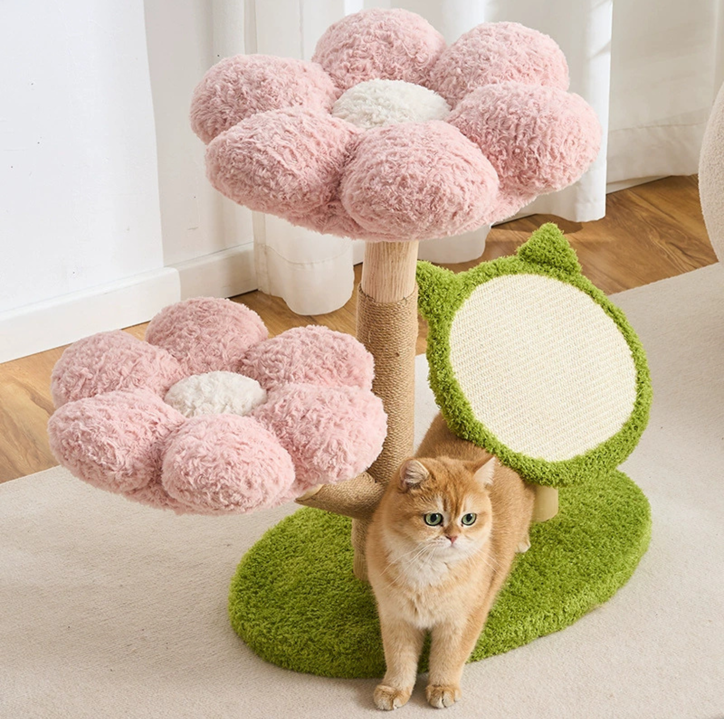 Four Seasons Natural Wood Flower Cat Tree