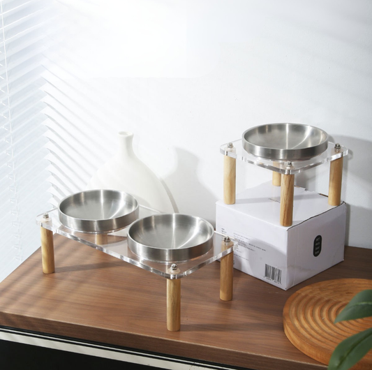 304 Stainless Steel Pet Food Bowl With Acrylic Stand
