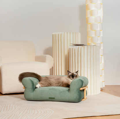 KAMA MUTA Bread Pet Bed - Italian-Inspired Design with Memory Foam and Ash Wood Frame