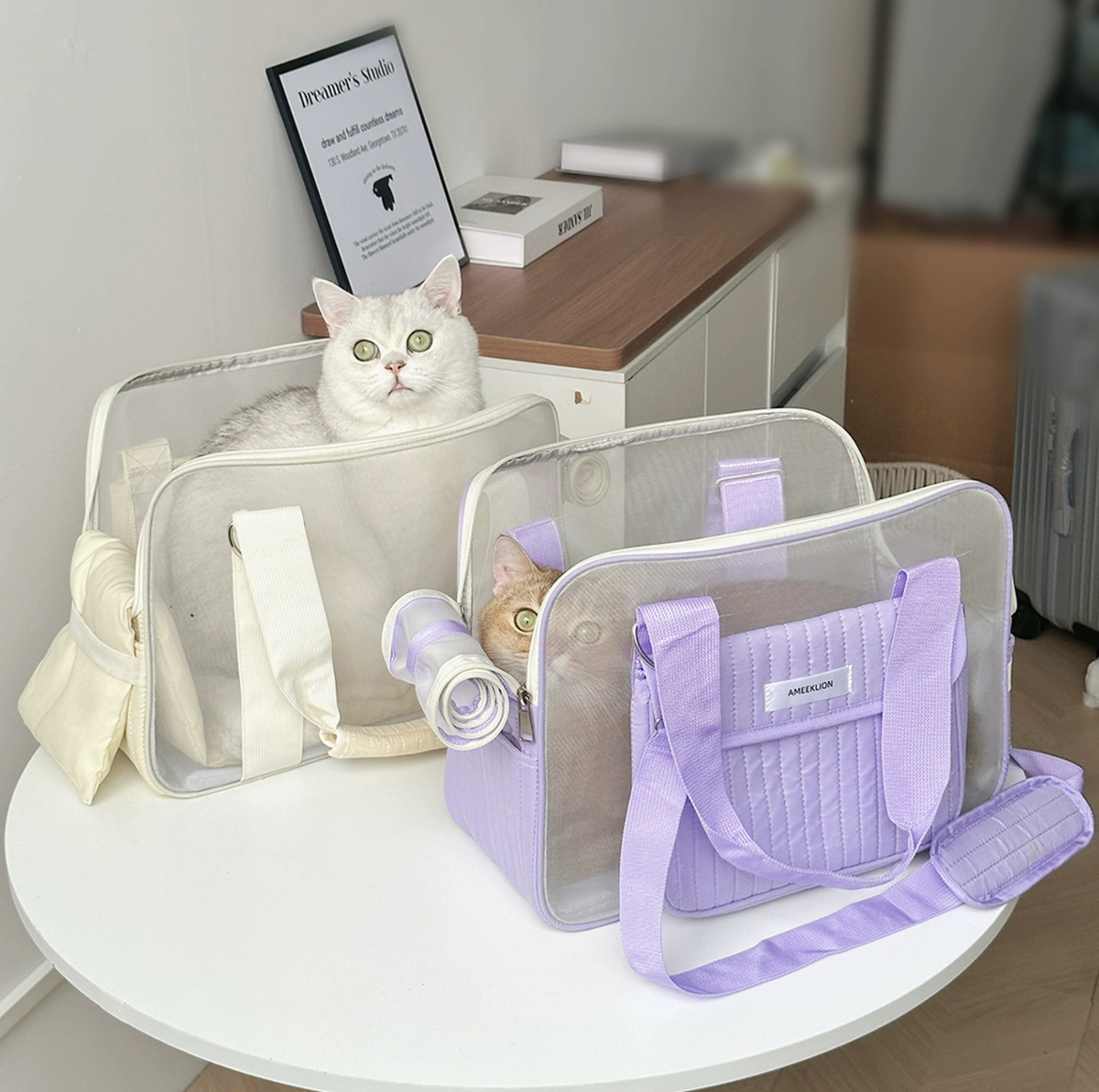 Quilted Mesh Pet Carrier Bag with Shoulder Strap - Up to 6 kg