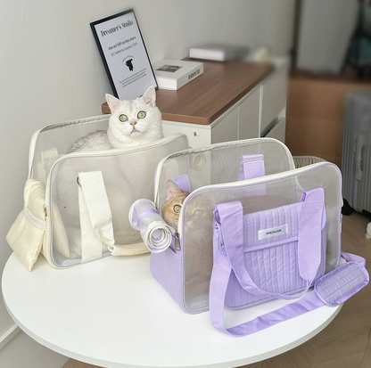 Quilted Mesh Pet Carrier Bag with Shoulder Strap - Up to 6 kg