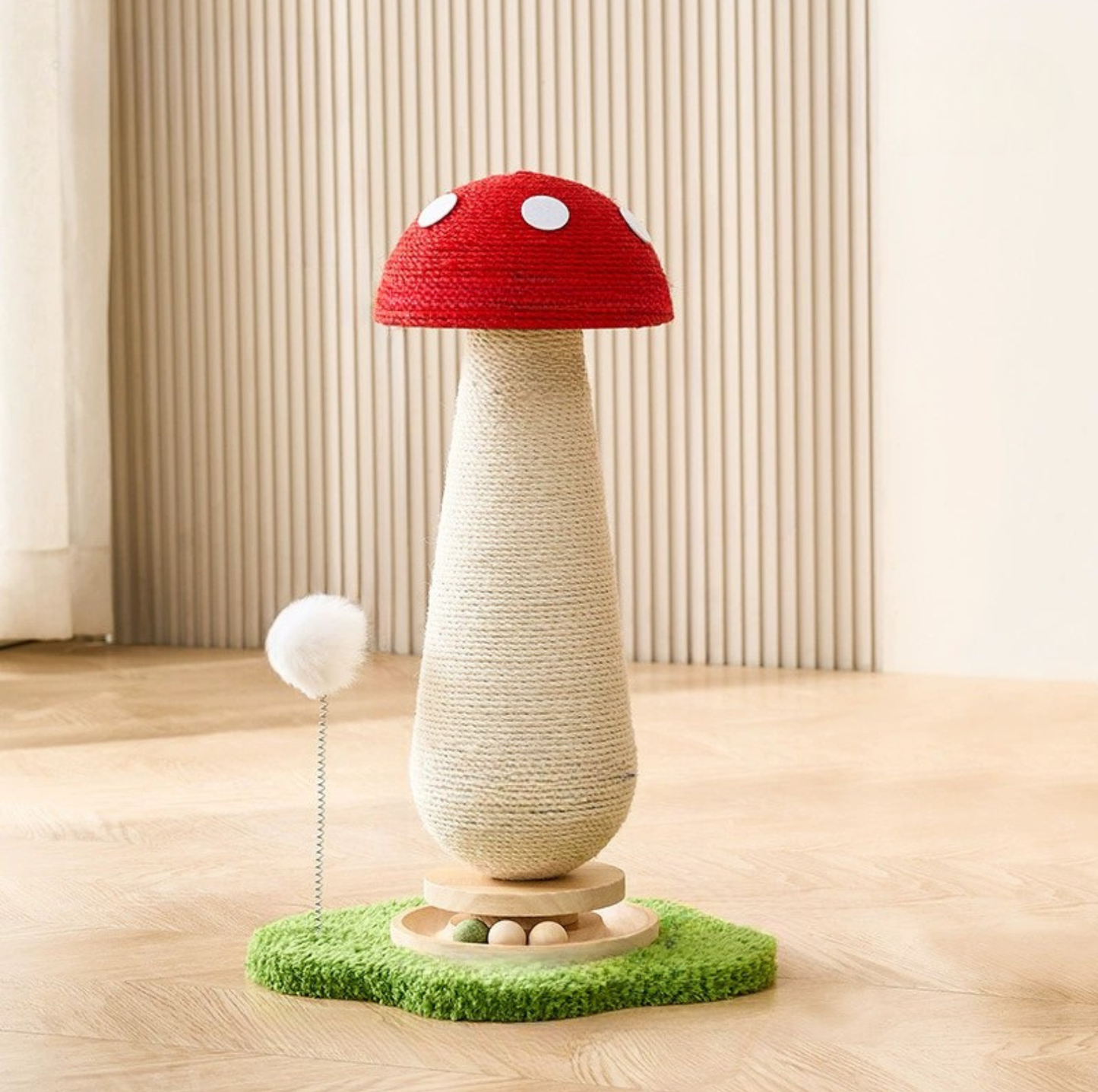 Mushroom Cat Scratch Post with Toy Ball Track