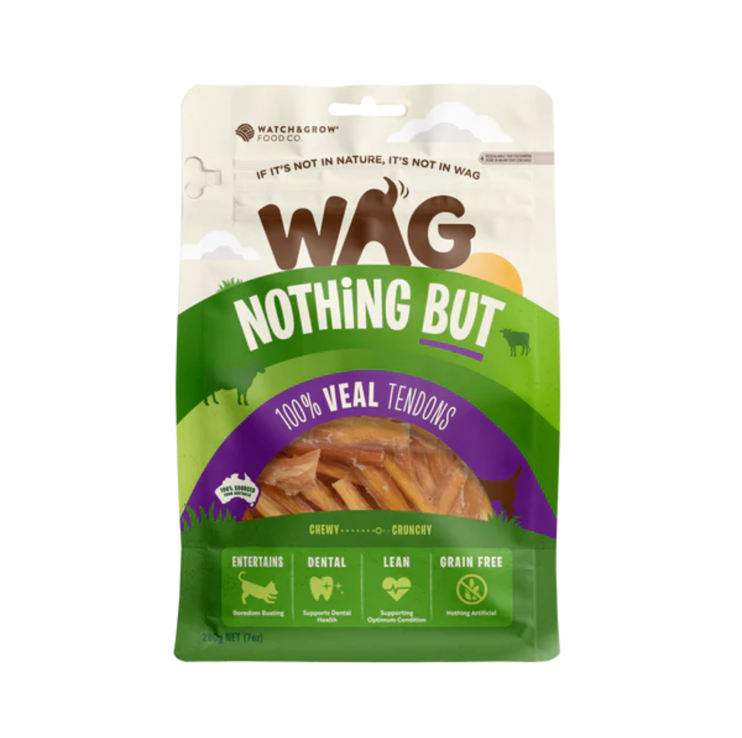 Wag Veal Tendons Dog Treat 200g