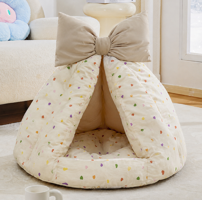 Bowknot Teepee Pet Bed with Removable Cushion
