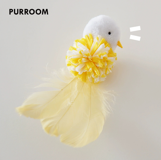 PURROOM Little Chicken Series - Yellow Feather & Raffia Catnip Toy