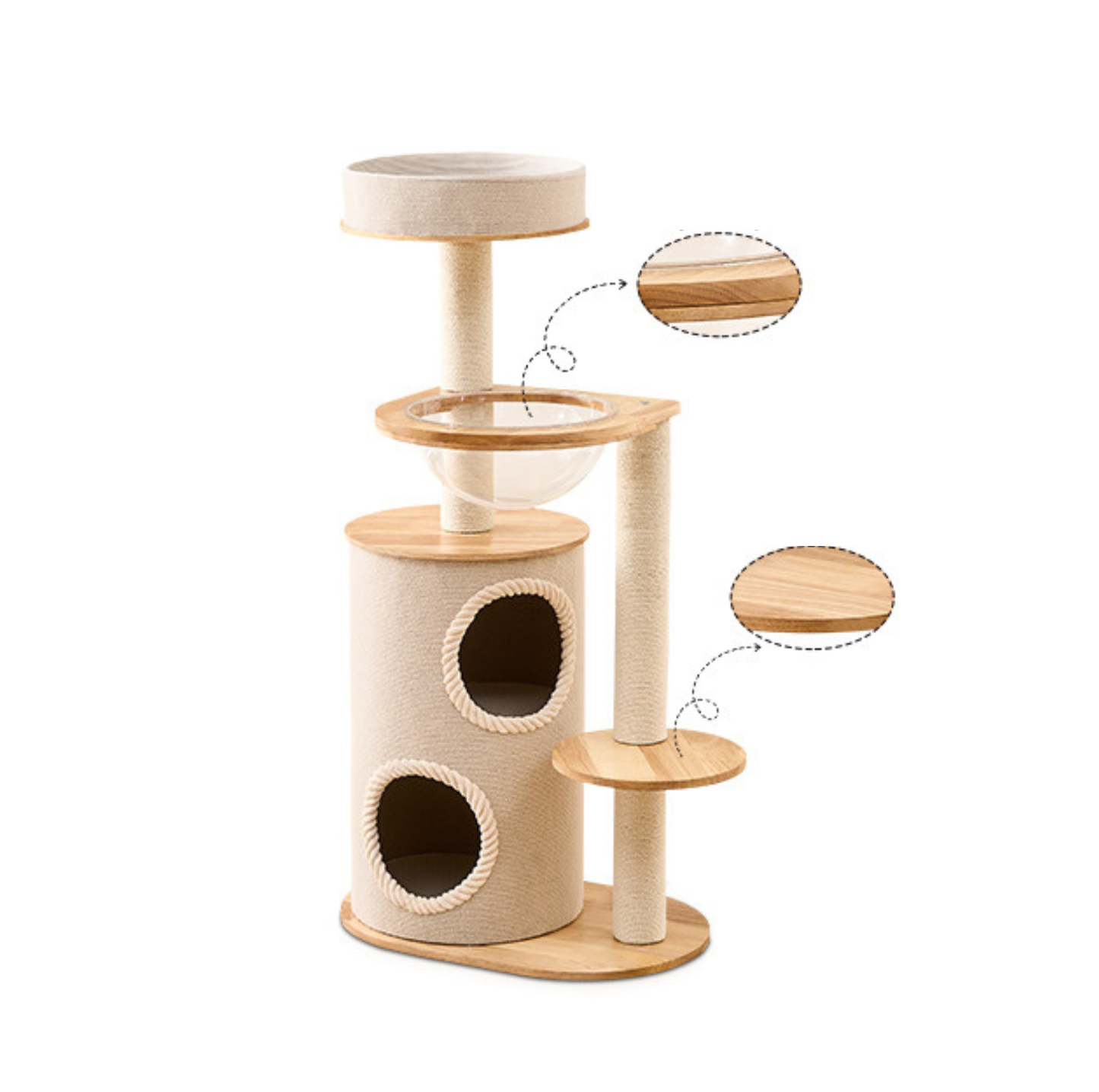 Solid Wood Multi-Level Cat Tree with Condo