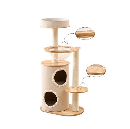 Solid Wood Multi-Level Cat Tree with Condo