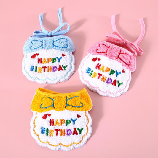 Pet Birthday Ensemble - Embroidered Accessory with Bowtie