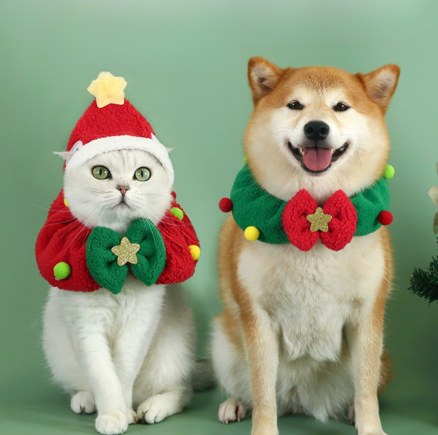 Christmas Pet Hat & Scarf Bundle – Festive Tie-On Set