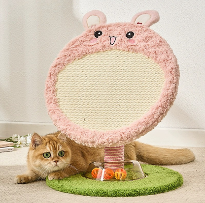 Bunny & Bear Round Sisal Cat Scratcher with Track Ball