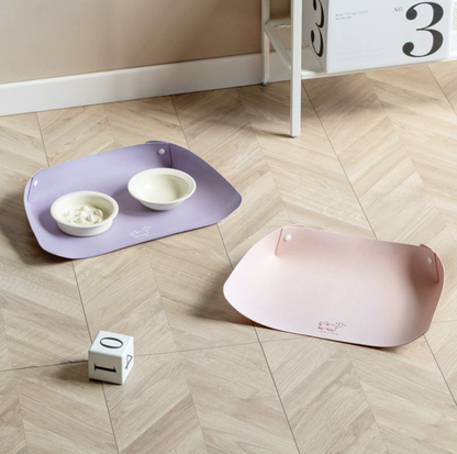 Foldable Semi-Enclosed PU Leather Pet Food Mat
