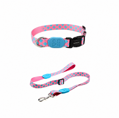 HIDREAM Colourful Dog Collar + Leash Set Adjustable Everyday Walking Set