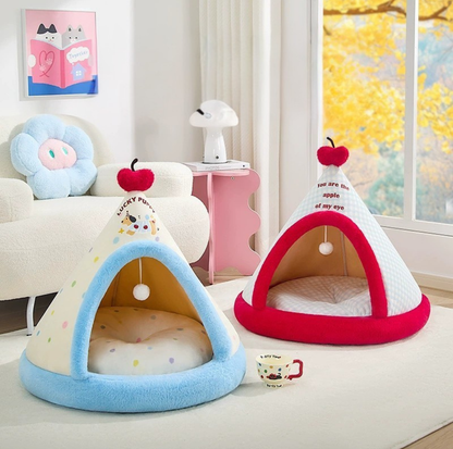 Teepee-Style Enclosed Pet Tent Bed