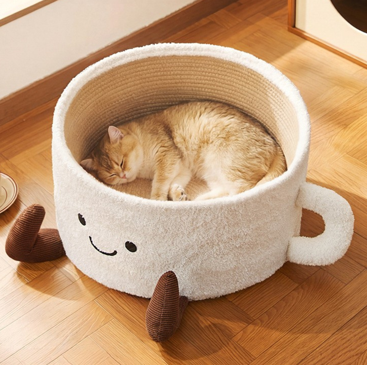 Tea Cup Pet Bed with Cotton Rope Mat