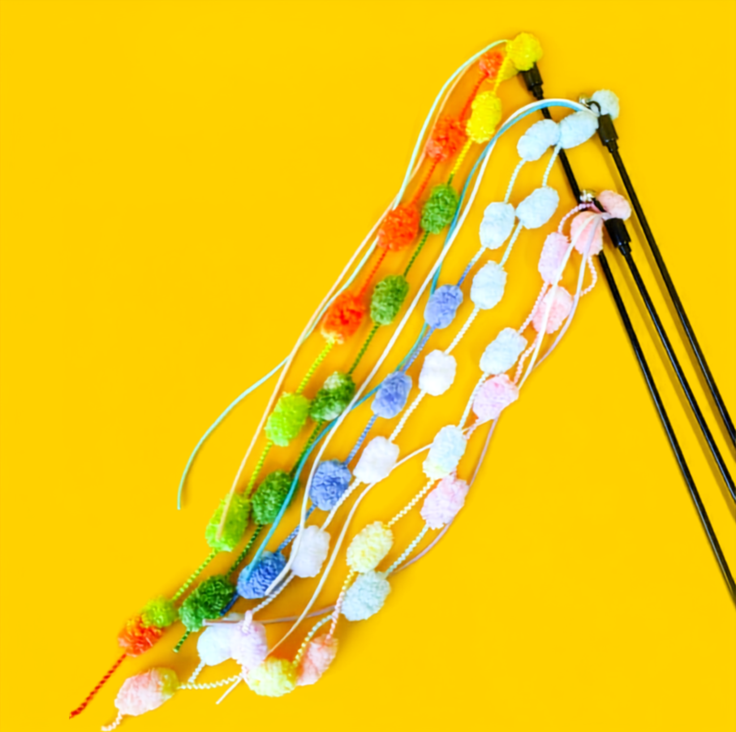 Pom-Pom Tassel Cat Teaser Wand with Bell