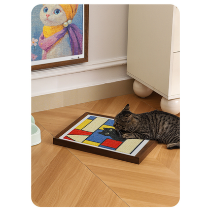 Framed Sisal Cat Scratching Board – Wall-Mounted Decorative Vertical Cat Scratcher