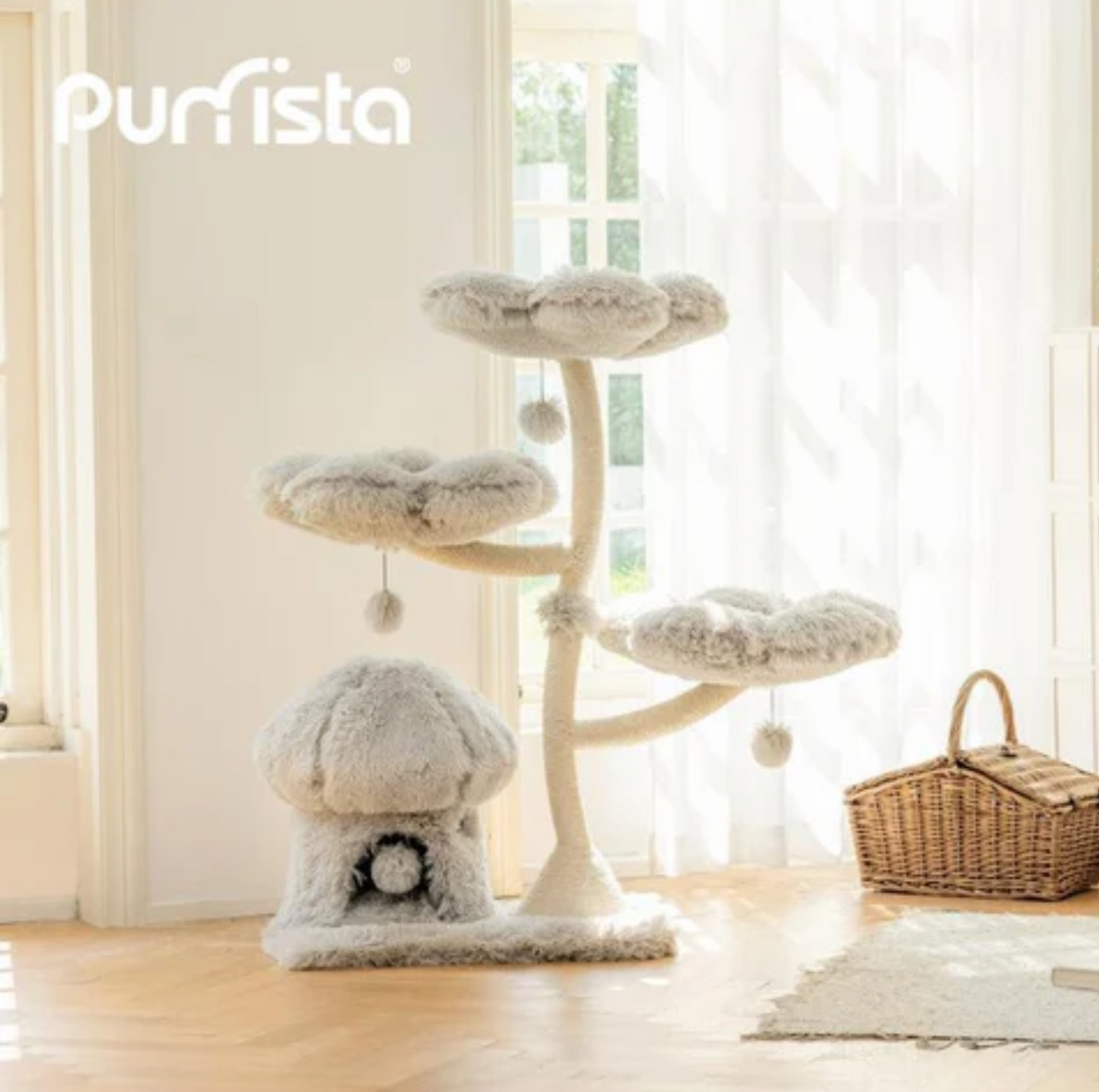 Purrista Mushroom Ice Cream 120cm Cat Tree (Three-Layer) - Grey