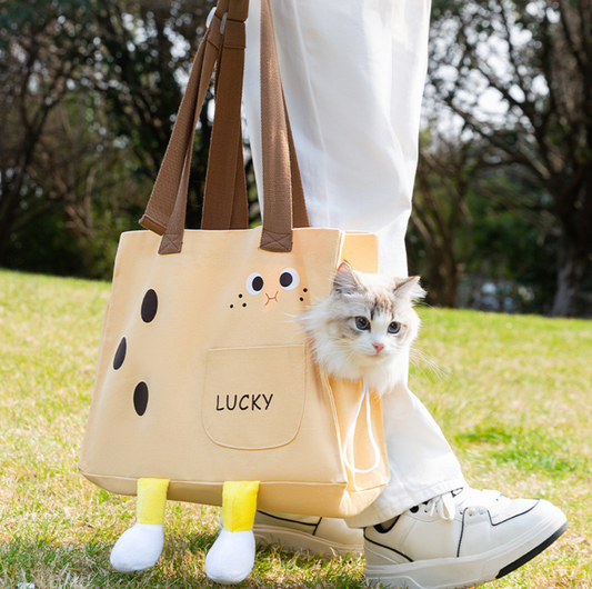 All-Season Pet Travel Tote – Breathable Canvas Carrier for Cats & Small Dogs