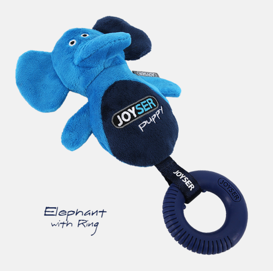 Joyser Puppy Elephant with Ring Squeaky Dog Toy – 21cm