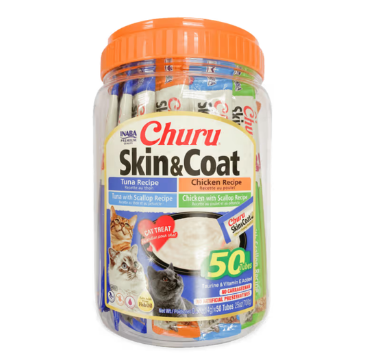 INABA Churu Skin & Coat Variety Cat Treat Tubes – 50 x 14g