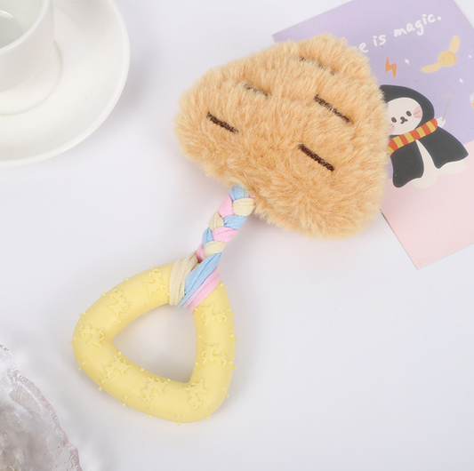Multi-Colour Strawberry Plush TPR Dog Chew Toy for Puppies & Small Dogs