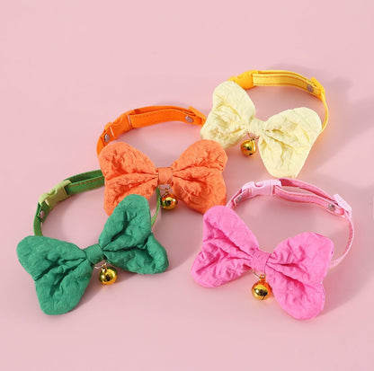 Candy-Colored Denim Bowtie Adjustable Pet Collar