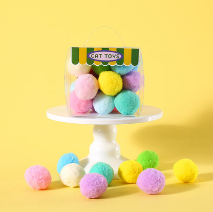 20-Pack Colourful Plush Pompom Cat Toy Balls