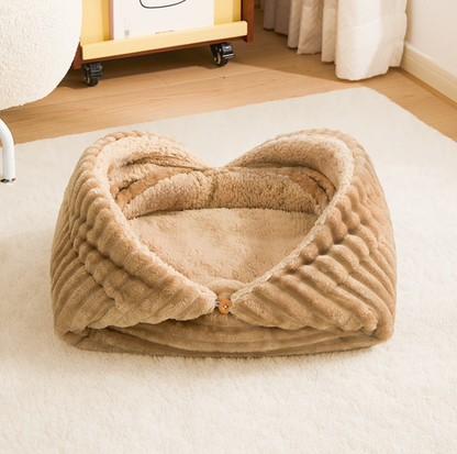 2-in-1 Foldable Plush Pet Mat and Nest Bed