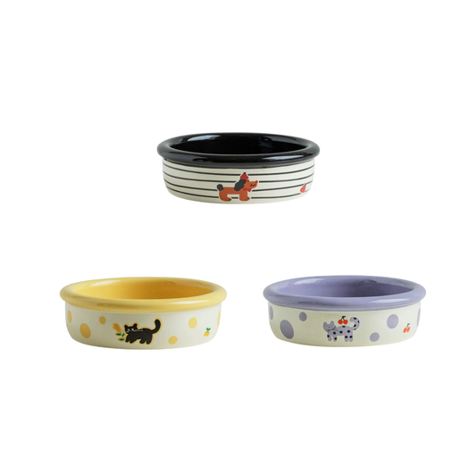 Patterned Ceramic Pet Feeding Bowl