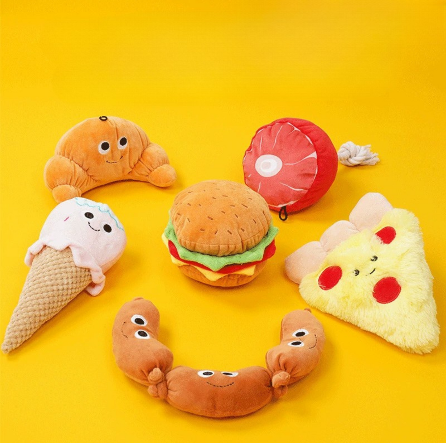 Fast Food Plush Squeaky Dog Toys - Burger