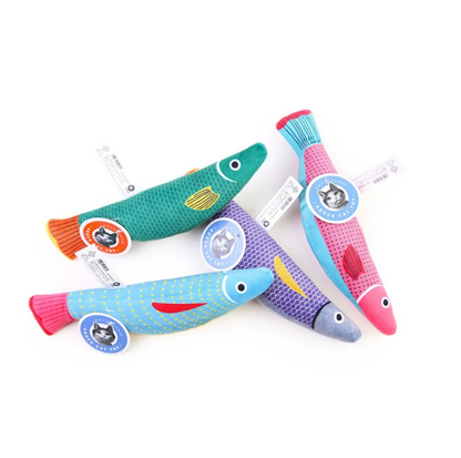 Fish-Shaped Catnip Cat Toy with Sound Box