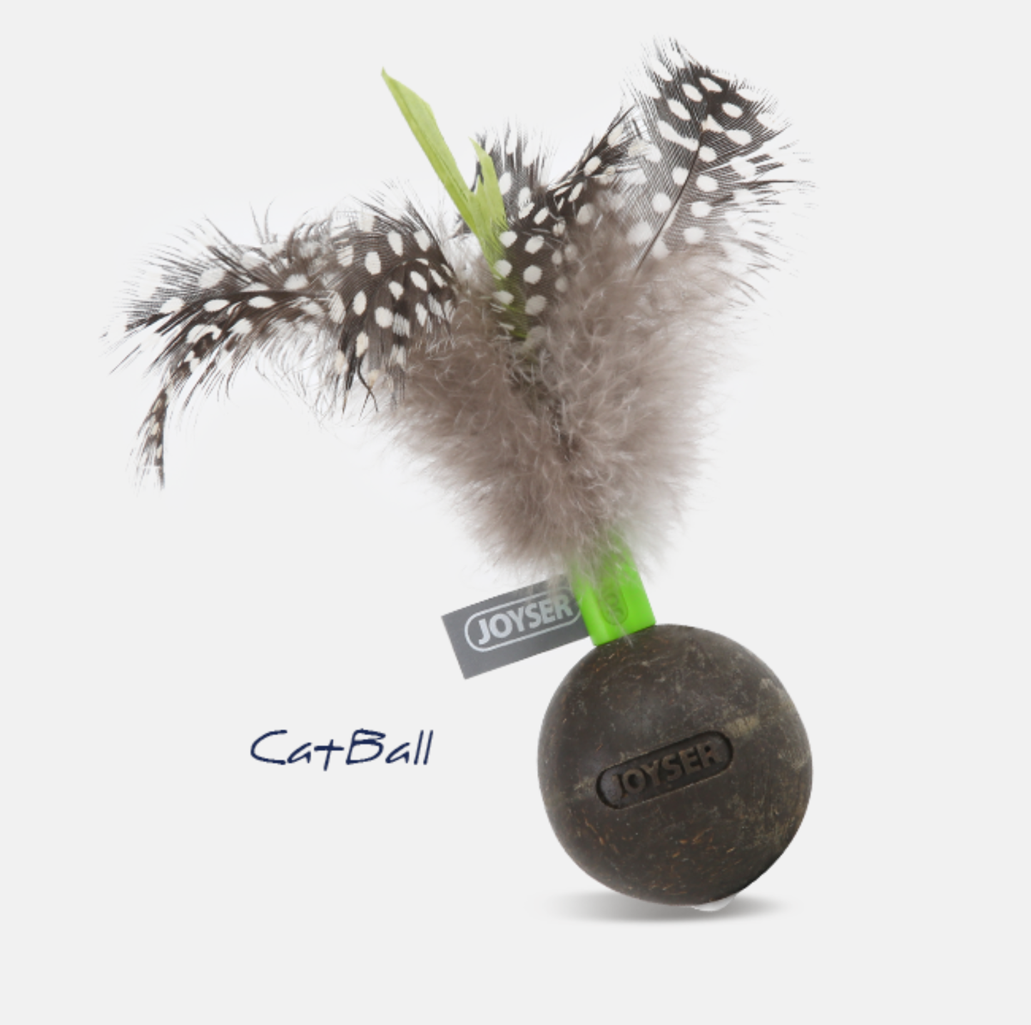 Joyser Catnip Ball Wobble Cat Toy with Natural Feathers – Green, 13cm