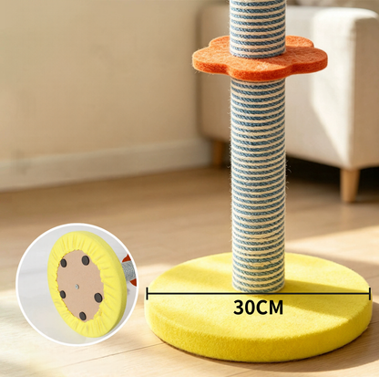 Colourful Sisal Cat Scratching Post with Hanging Pom-Pom
