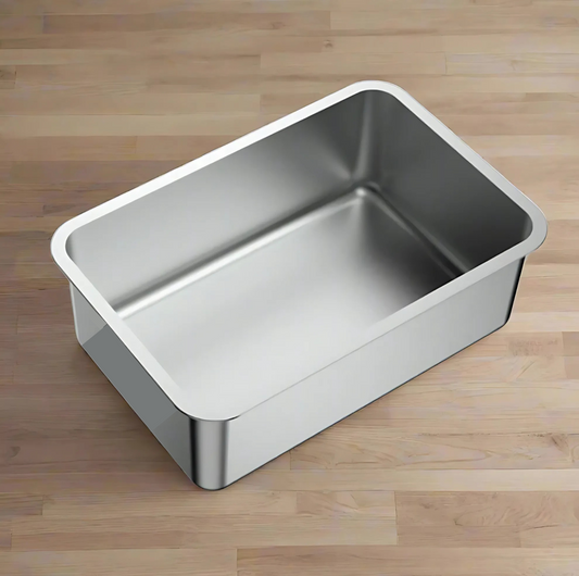 Stainless Steel Open Cat Litter Box – Large High-Edge Design