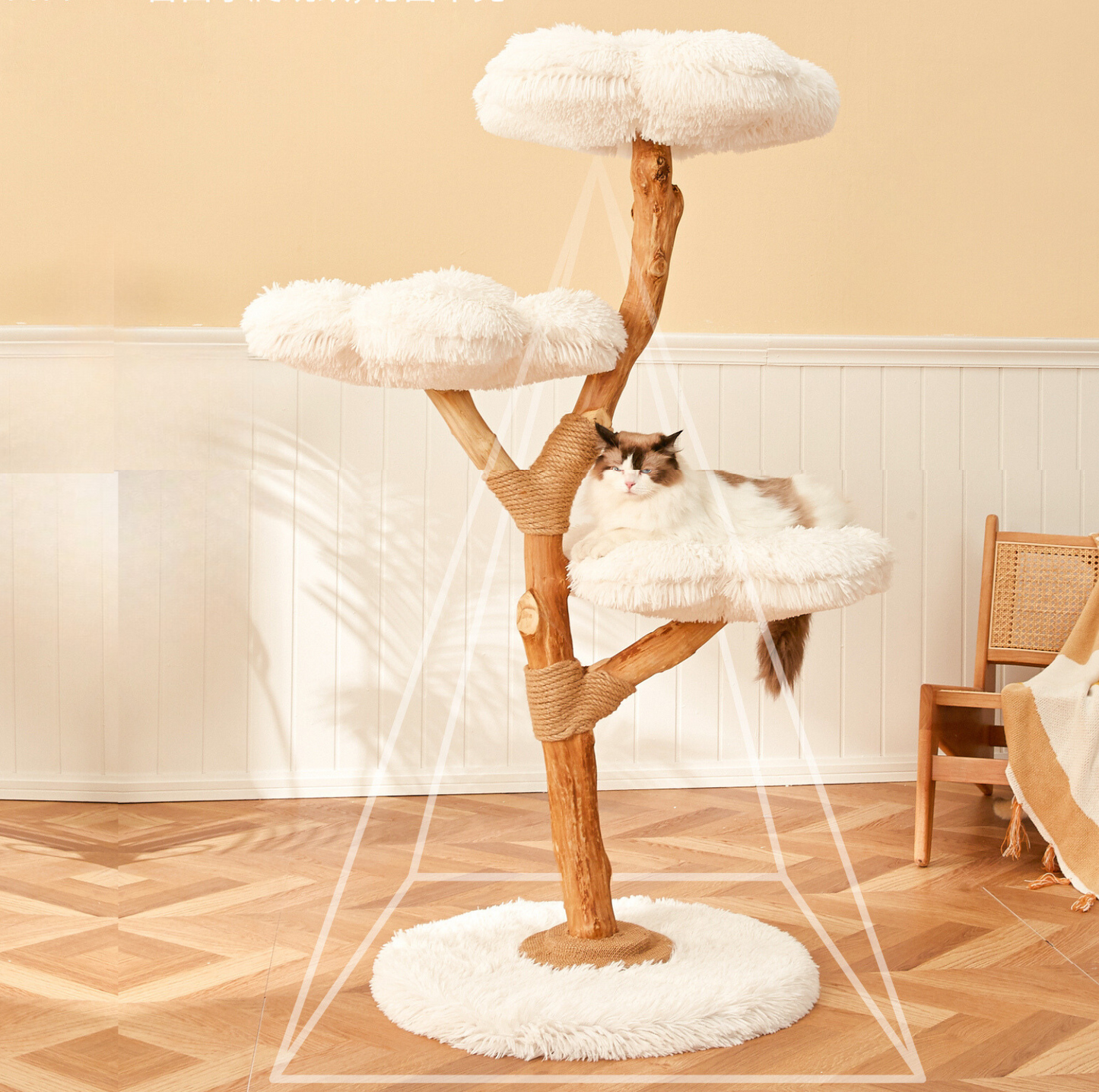 Cmisstree Cloud Series Cat Climbing Tree - Natural Fruitwood with Plush Comfort