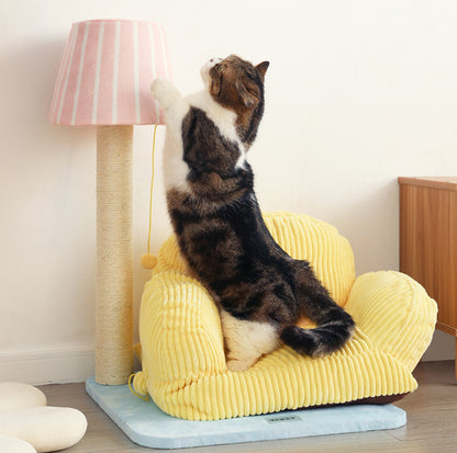 PurLab Multifunctional Cat Lounge - Cozy Sofa Style Cat Bed & Scratch Post