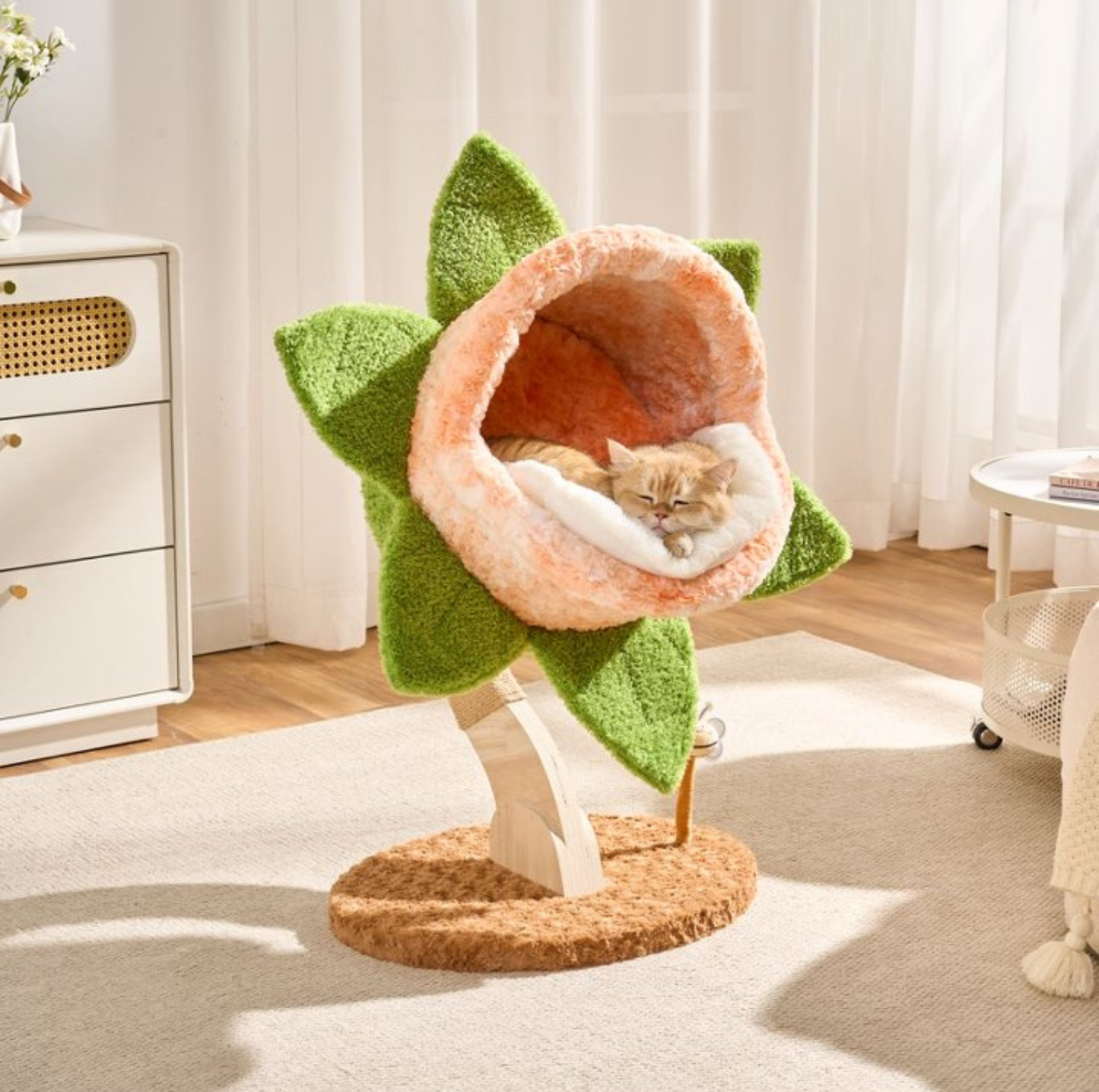 Chomper Bloom Cat Tree with Sisal Scratcher & Spring Toy – Orange