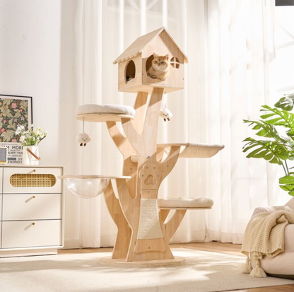 Treehouse Solid Wood Cat Villa Tower – 165 cm