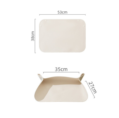 Large Foldable Semi-Fenced PU Pet Food Mat